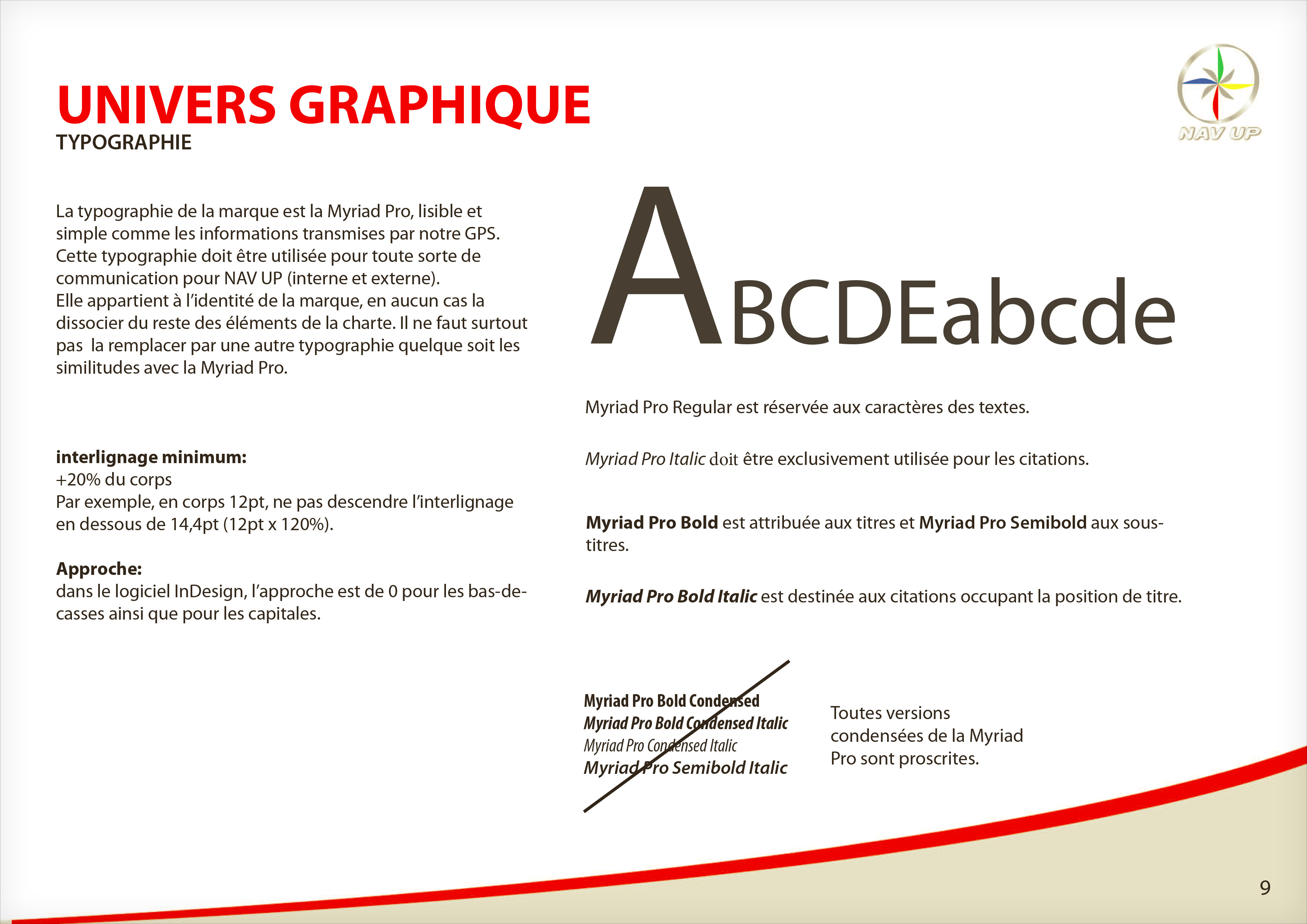 Page charte graphique Nav Up